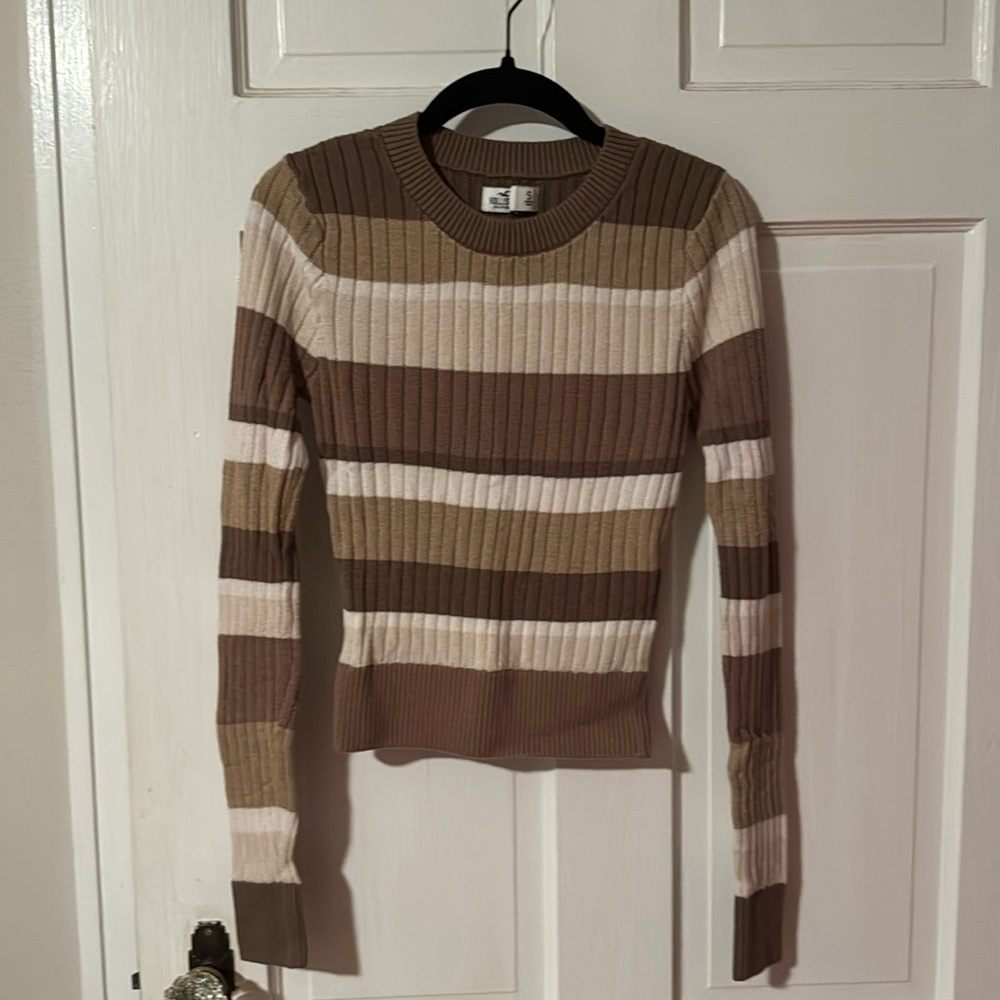 Hollister Cropped Fitted Women's Long Sleeve Striped Shirt Size Small
